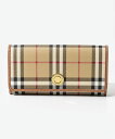 バーバリー 財布（レディース） バーバリー BURBERRY 8070414 長財布 LS HALTON DFC レディース 財布 ハルトン コーティングキャンバス ロングウォレット ラウンドジップ ロゴ チェック プレゼント ブランド おしゃれ ギフト お祝い 記念 ファッション アーカイブベージュ