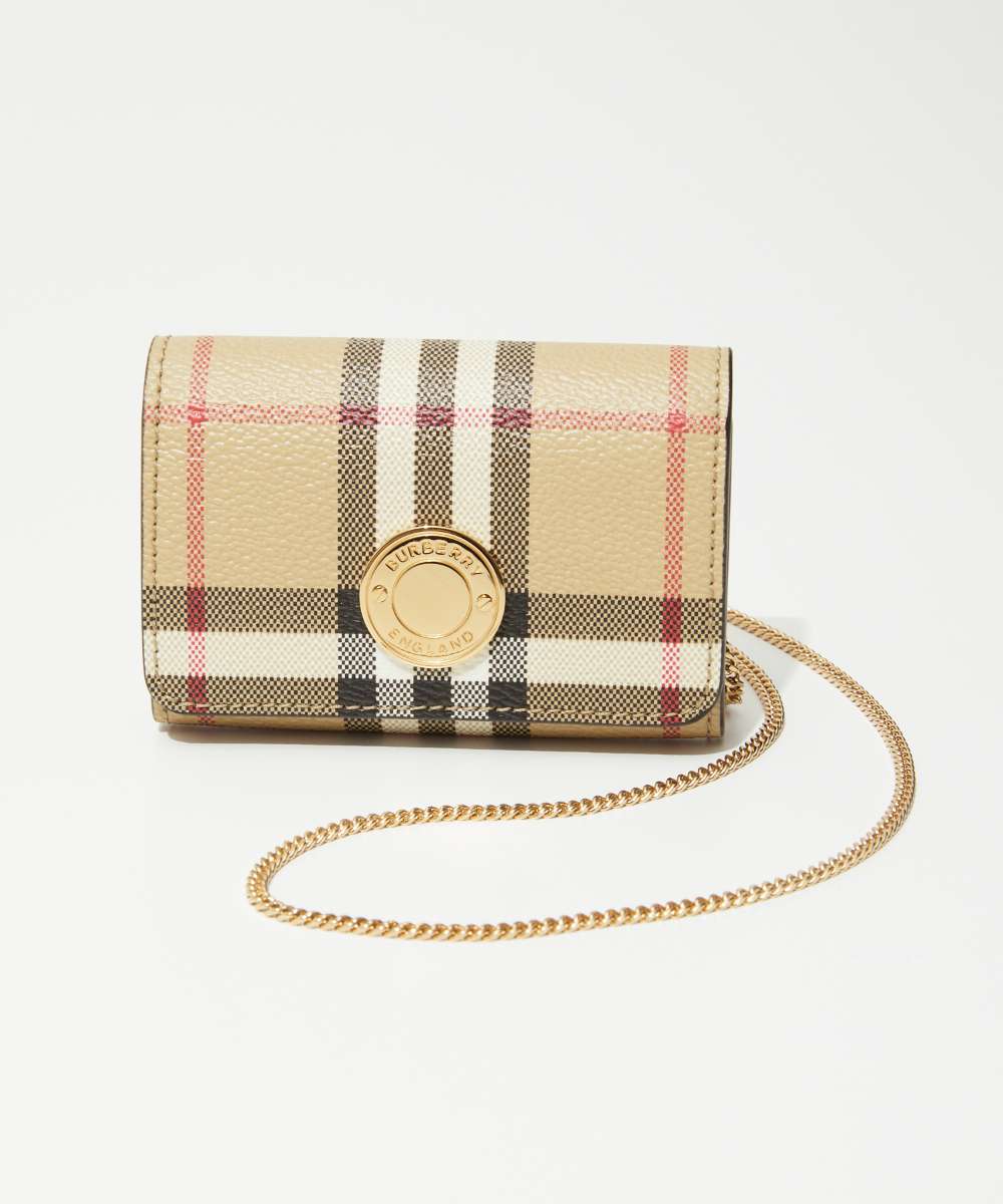 バーバリー BURBERRY 8066057 A7026 レディース 財布 二つ折り財布 スモール ミニ財布 チェーン 小銭入れ レザー コンパクトウォレット かわいい 軽量 小さめ 小物 プレゼント お祝い 記念 ギフト 誕生日