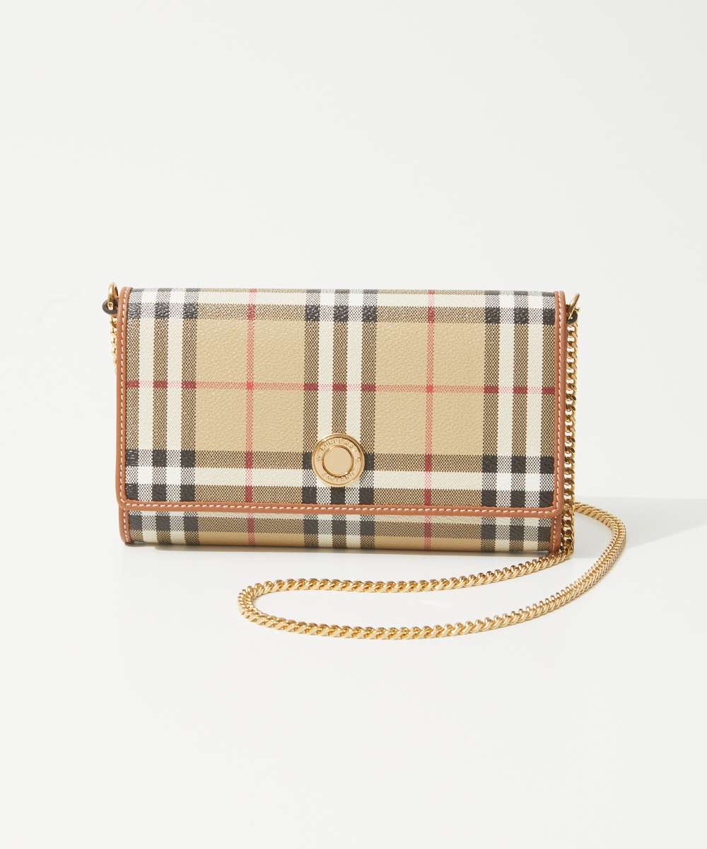 バーバリー 財布（レディース） バーバリー BURBERRY 8070413 長財布 レディース 財布 チェーンウォレット ショルダー チェック カジュアル プレゼント ギフト 記念 お祝い アーカイブベージュ