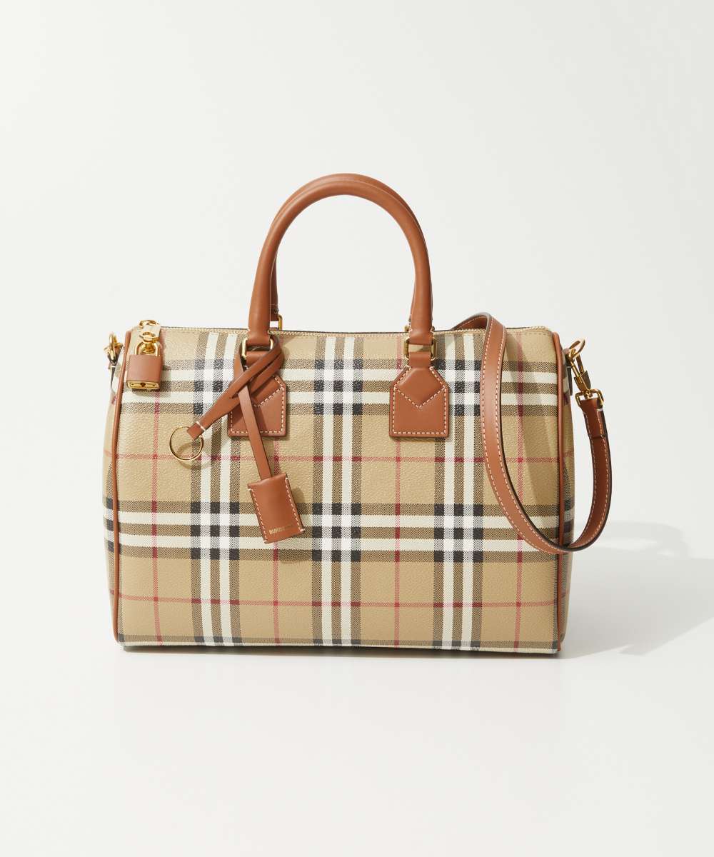 バーバリー ハンドバッグ（レディース） バーバリー BURBERRY 8071355 ハンドバッグ LL MD BOWLING DFC レディース バッグ チェック ミディアム ボウリング ショルダーバッグ ボストンバッグ お出かけ 旅行 カジュアル ギフト プレゼント ブライヤーブラウン