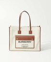 バーバリー BURBERRY 8044129 トートバッグ LL MD POCKET DTL TOTE LL6 レディース バッグ ミディアム ロゴ キャンバス レザー カジュアル 肩掛け ツートン 鞄 プレゼント お祝い 記念 お出かけ ギフト ナチュラル×タン