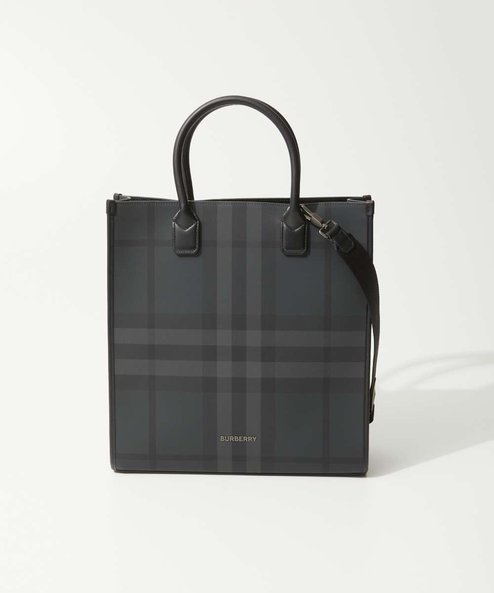 バーバリー BURBERRY 8062951 トートバッグ ML SLIM DENNY PT BRT メンズ レディース バッグ スリム ヴァーティカル デニー ショルダーバッグ カジュアル ビジネス PVC チェック ロゴメタル 鞄 A1208 プレゼント お祝い 記念 お出かけ ギフト チャコール