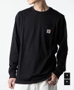 カーハート トップス メンズ カーハート Carhartt I022094 Tシャツ メンズ トップス 長袖 ロングTシャツ WIP スリーブ クルーネック カットソー コットン 綿 ロンT ロゴラベル L/S POCKET T-SHIRT 無地 アウトドア ストリート S M L XL ブラック ダークネイビー S M L XL