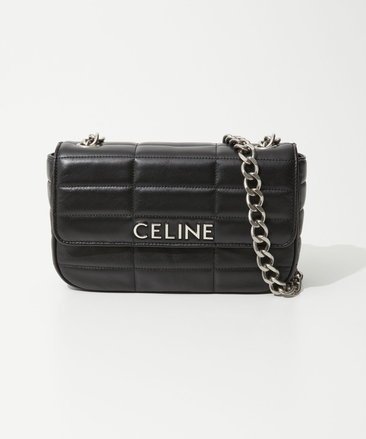 セリーヌ CELINE 11127 ショルダーバッグ レディース バッグ ミニバッグ クロスボディ 斜め掛け チェーン 肩掛け キルティング ロゴ 鞄 プレゼント ギフト ブラック×シルバー ブラック×ゴールド トレンチ