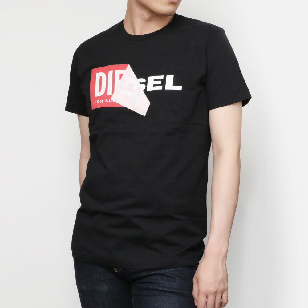 ディーゼル DIESEL Tシャツ メンズ T-DIEGO-QA MAGLIETTA 半袖 トップス カットソー クルーネック ロゴ めくりT めくりロゴ ロゴTブランド ティーシャツ シャツ カジュアル 白 黒 S M L 大きいサイズ