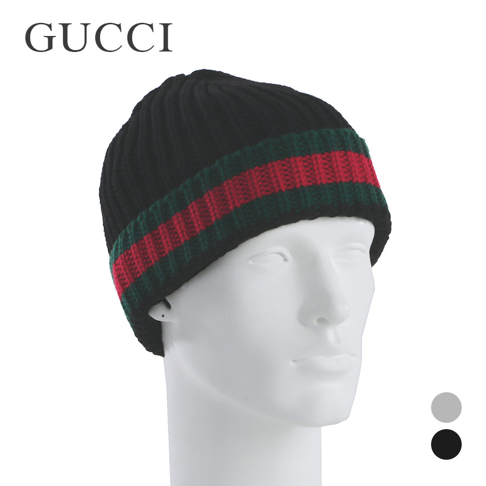 グッチ GUCCI ニットキャップ メンズ レディース ニット帽 ラグジュアリー ブランド イタリア ニット 帽子 ビーニー ウェブライン ブラック グレー 429753