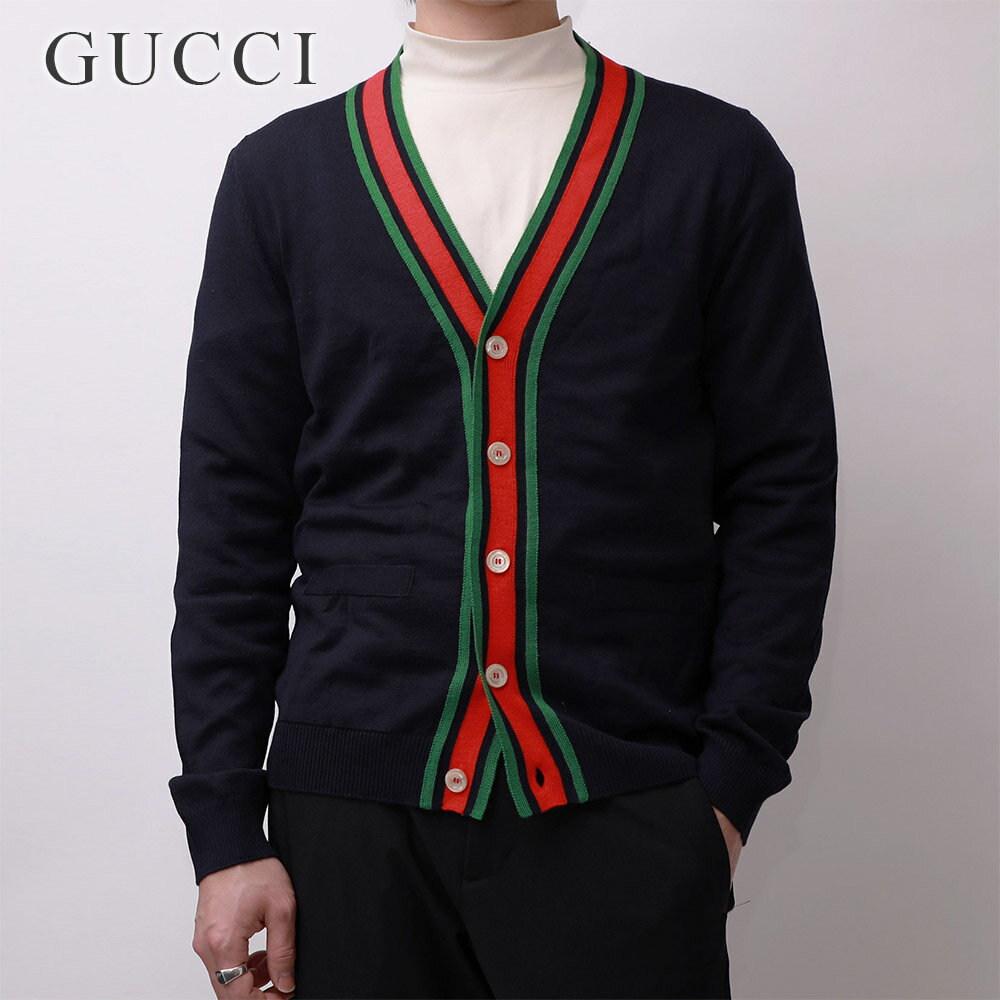 グッチ GUCCI ウールニット カーディガン メンズ トップス カーディガン ラグジュアリー ブランド カーデガン ニット ブラック ウェブライン 576806-XKAUL-4548