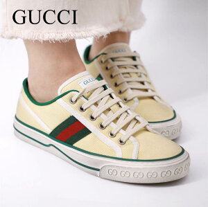 グッチ GUCCI スニーカー レディース シューズ GGスプリーム テニス 1977 ヴィンテージ加工 イタリア製 ラグジュアリー バター コットン 22.5~25cm 606110-GZO30 【PUP】