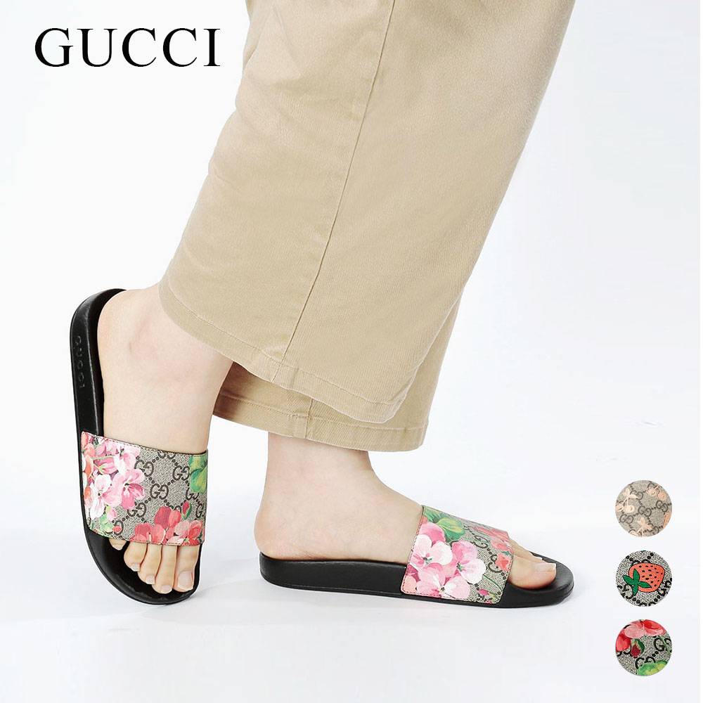 グッチ GUCCI GG サンダル 408508 G2200 KU200 レディース シューズ サンダル ラグジュアリー ブランド イタリア ビーチサンダル シャワーサンダル イチゴ フラワー 花柄 さくらんぼ 8919