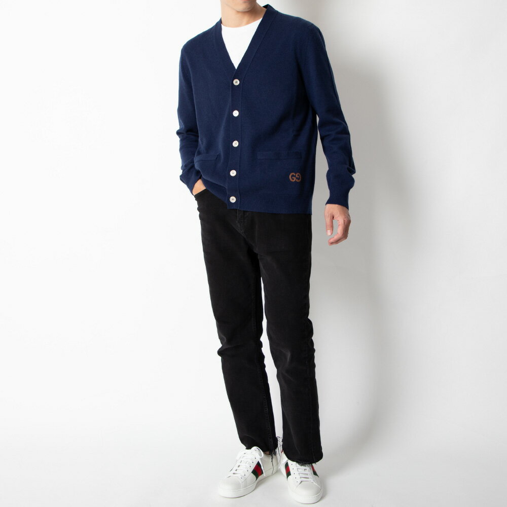 グッチ GUCCI カーディガン メンズ アウター カシミア GGエンブロイダリー ゆったり オフィス 部屋着 暖かい 秋冬 ブルー S M L 646784-XKBRM