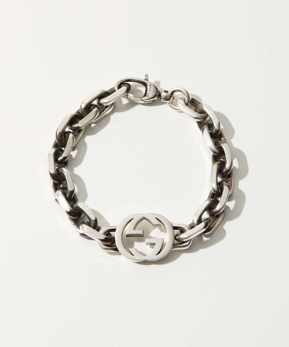 グッチ GUCCI 627068 J8400 ブレスレット INTERLOCKING G BRACELET L SEMI SHINNY SILVER レディース アクセサリー インターロッキングG チェーン シルバー スターリングシルバー シャイニーフィニッシュ クラスプ クロージャー ギフト プレゼント お祝い シルバー 17 18 19