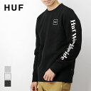 ハフ HUF トレーナー PF00264 メンズ トップス 長袖 ロングTシャツ エッセンシャルズ ドメスティック クルー ESSENTIALS DOMESTIC CREW 黒 白 コットン 綿 カジュアル ブラック ホワイト グレー S M L XL