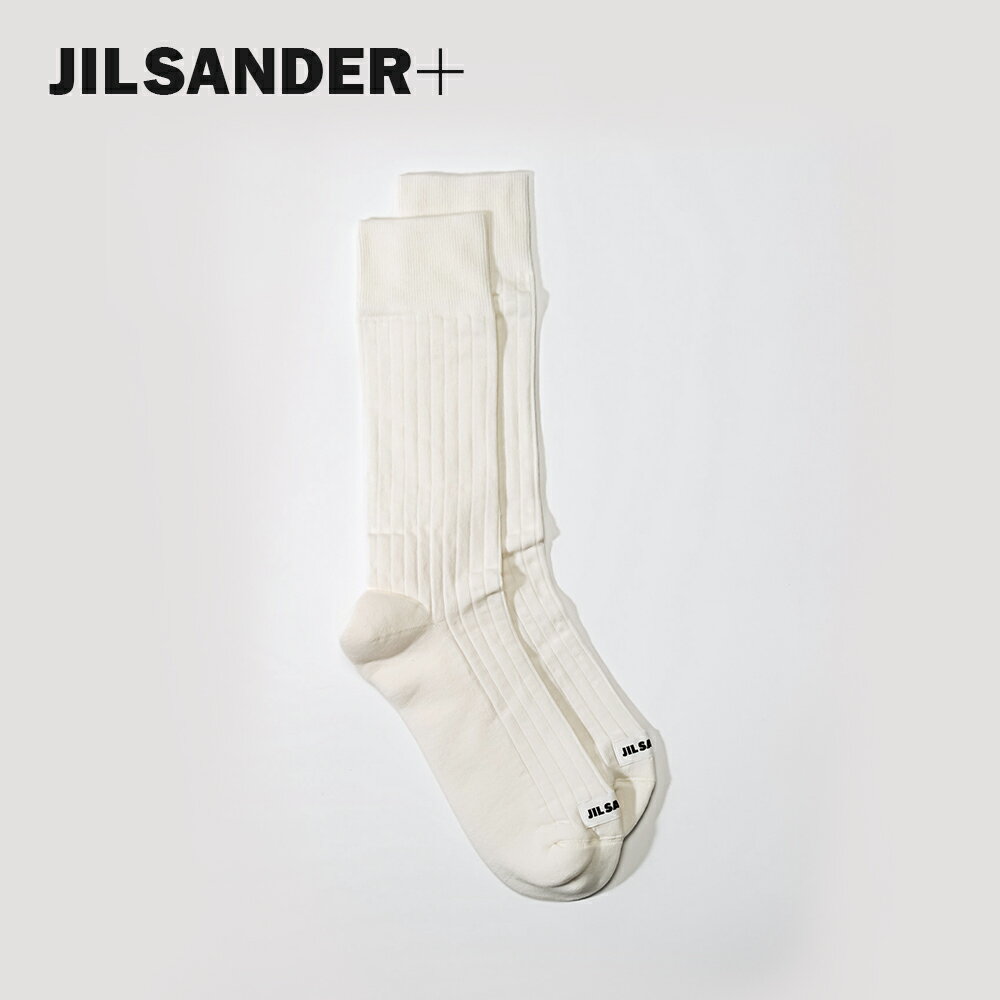 ジルサンダー プラス JIL SANDER+ JPUU766020 MUY25158 靴下 メンズ ブランド小物 ソックス ロング コットン ロゴ シンプル イタリア製 くつ下 プレゼント 黒 白 お祝い 記念 無地 ギフト 100 ホワイト S〜L