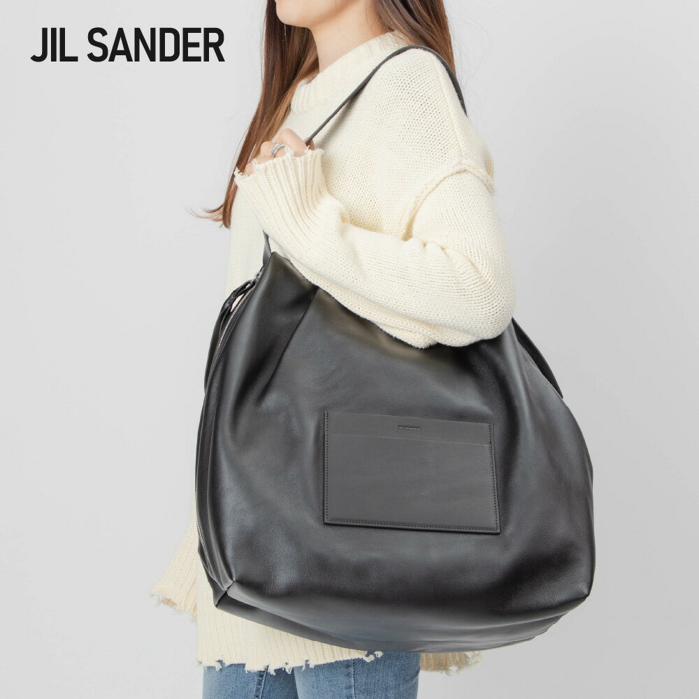 ジルサンダー JIL SANDER JSMT852213 MTB69097N ショルダーバッグ レディース バック 肩掛け トートバッグ レザー ブランドロゴ シンプル ギフト プレゼント サイドジップ レザーストラップ ブラック ビジネス 通勤 通学