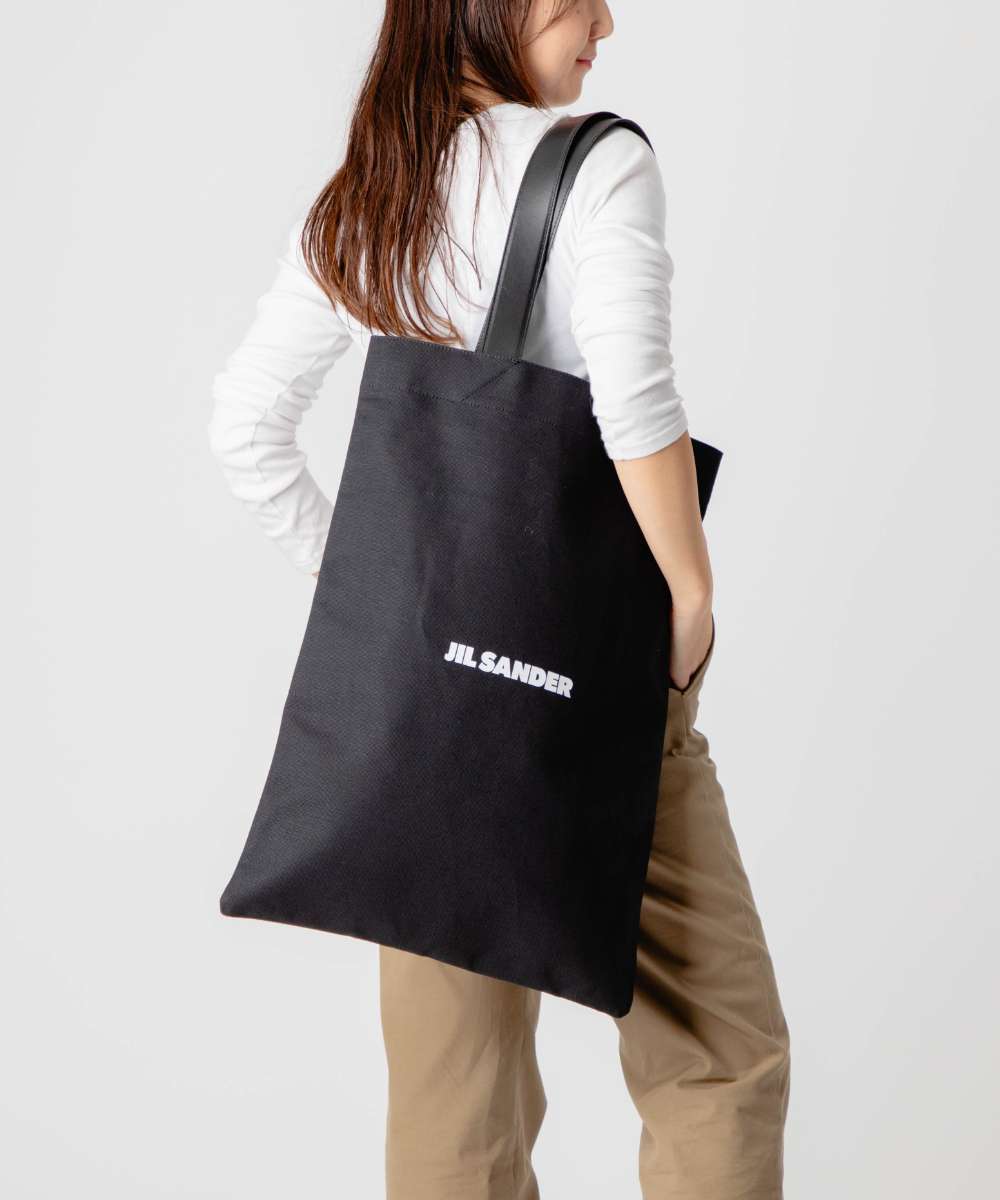 ジルサンダー JIL SANDER J26WC0004 P4863 トートバッグ メンズ バッグ ロゴ コットン カジュアル 無地 プレゼント お祝い 手提げ 記念 お出かけ トート ギフト 肩掛け 鞄 BOOK TOTE MD ブラック