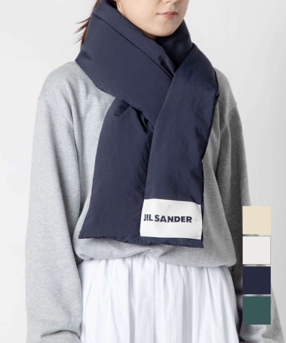 ジル サンダー プレゼント メンズ ジルサンダー プラス JIL SANDER+ J40TE0002 J70008 マフラー メンズ レディース ファッション小物 ダウンスカーフ DOWN SCARF ブランドロゴラベル スカーフ おしゃれ 秋冬 防寒 暖かい ダークグリーン ミッドナイト