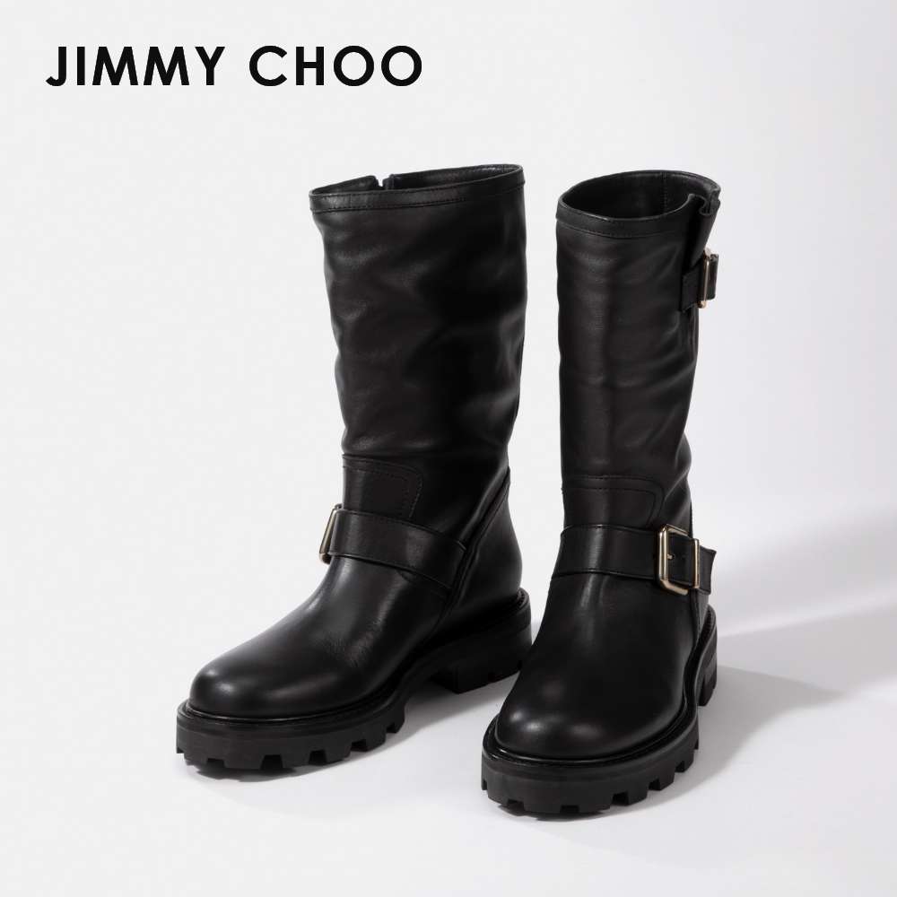 ジミーチュウ JIMMY CHOO BIKER II SQM ブーツ レディース シューズ バイカーブーツ スムースレザー モード 革靴 トール カジュアル ラウンドトゥ トレッドソール イタリア製 シンプル お出かけ 靴 黒 ギフト 誕生日 記念 TALL BOOTS プレゼント ブラック 22.5～26.0cmのサムネイル