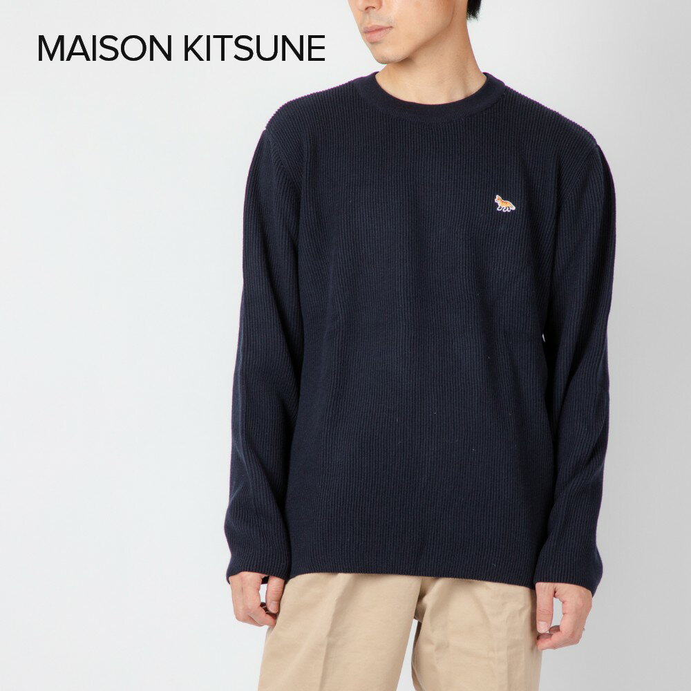 メゾンキツネ MAISON KITSUNE IM00511KT1064 ニット メンズ レディース トップス 長袖 ベイビーフォックス パッチ リラックスド プルオーバー コットン カジュアル クルーネック ロゴ シンプル 春秋 冬 綿 BABY FOX PATCH RELAXED PULLOVER ネイビー