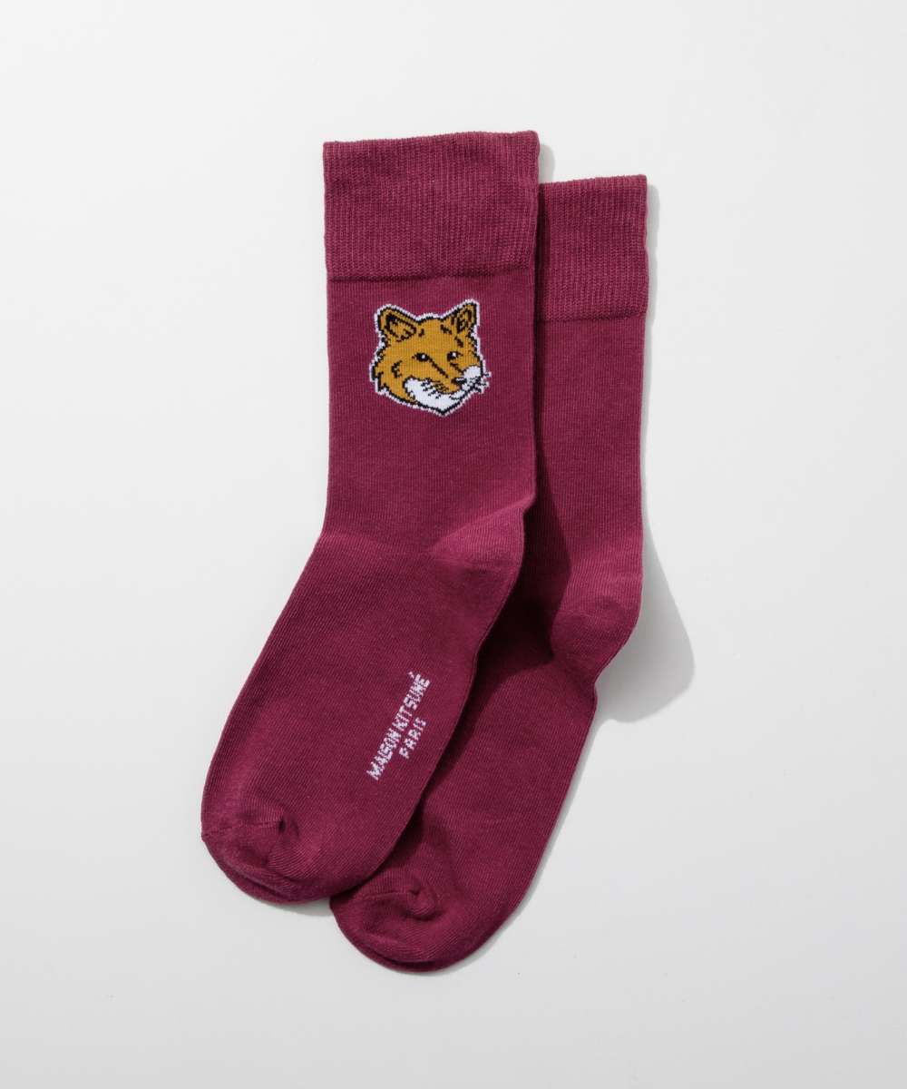 メゾンキツネ 小物 メンズ メゾンキツネ MAISON KITSUNE LW06401KT0010 靴下 FOX HEAD SOCKS メンズ ファッション小物 フォックスヘッド ソックス シンプル ロゴ コットン くつ下 アンクル 無地 プレゼント ギフト グレープ 36/39、40/45