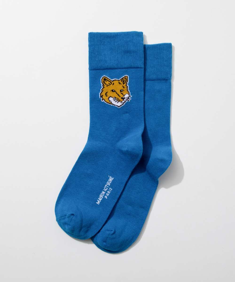 メゾンキツネ 小物 メンズ メゾンキツネ MAISON KITSUNE LW06403KT0010 靴下 FOX HEAD SOCKS メンズ ファッション小物 フォックスヘッド ソックス シンプル ロゴ コットン くつ下 アンクル 無地 プレゼント ギフト サファイア 36/39、40/45