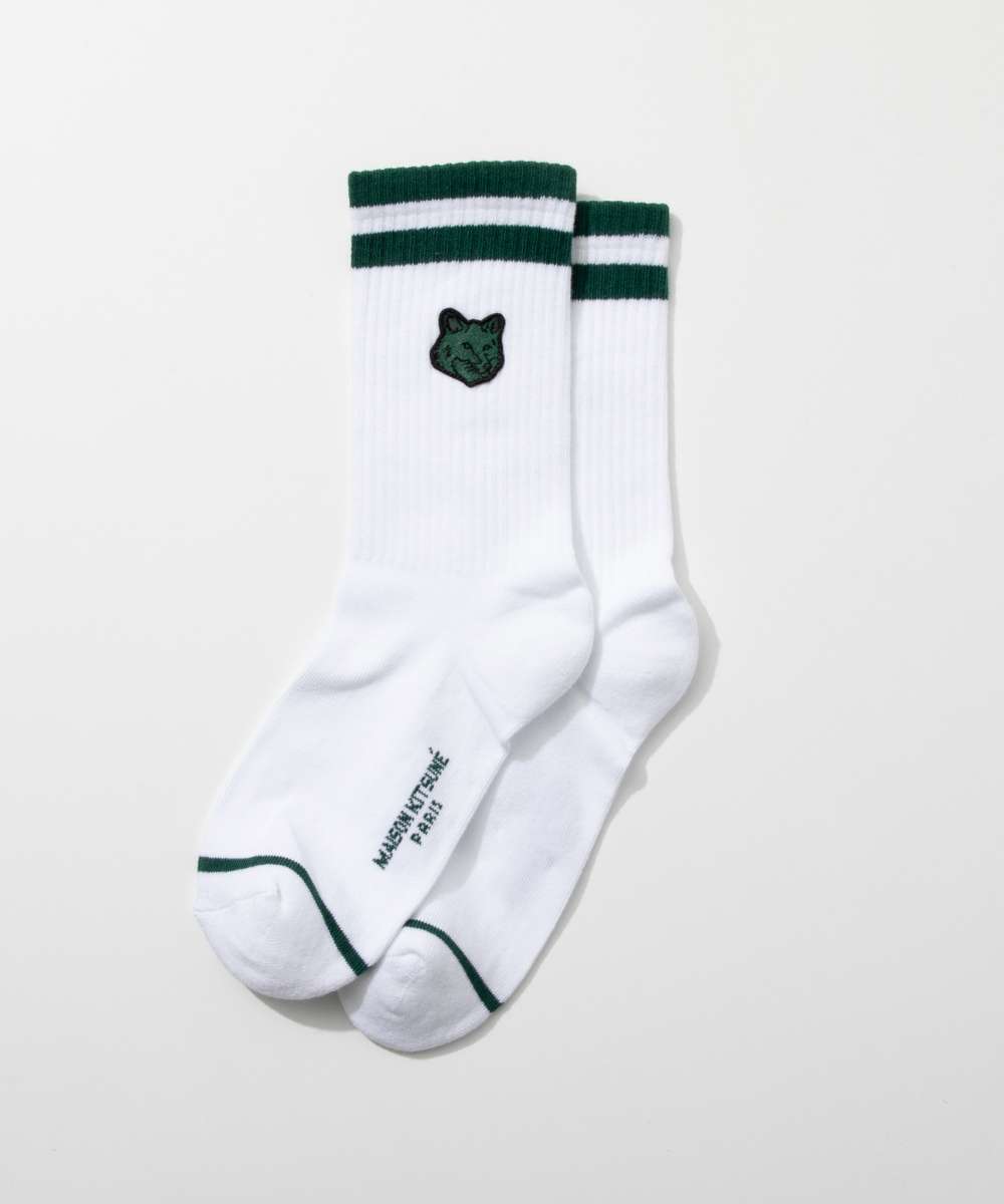 ＼10%OFF／ メゾンキツネ MAISON KITSUNE LM06404KT0010 靴下 FOX HEAD PATCH SPORTY SOCKS メンズ ファッション小物 フォックスヘッド パッチ スポーティーソックス シンプル ロゴ コットン …