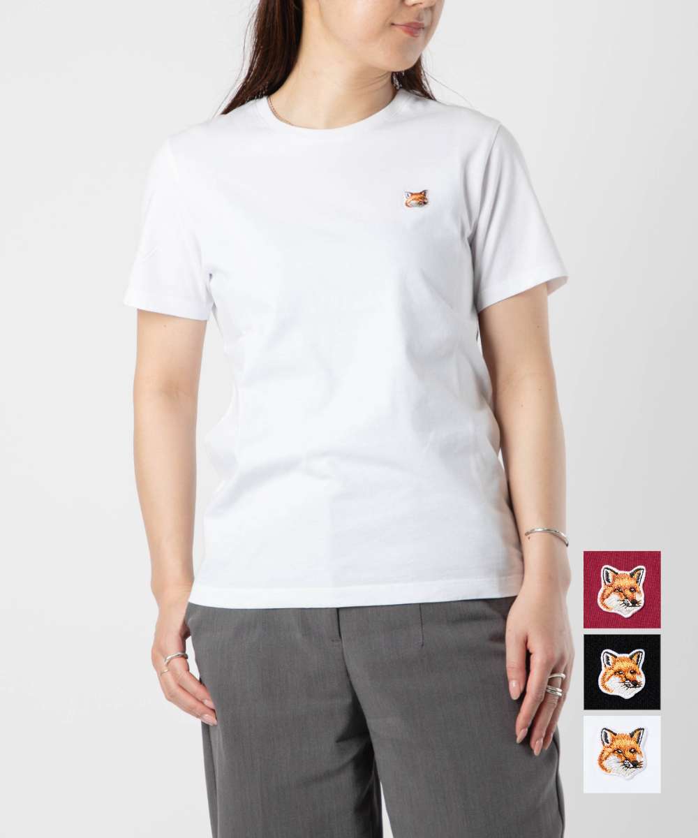 楽天U-STREAMメゾンキツネ MAISON KITSUNE LW00105KJ0008 Tシャツ FOX HEAD PATCH REGULAR TEE SHIRT レディース トップス 半袖 フォックスヘッド パッチ レギュラー クルーネック コットン 春夏 シンプル カジュアル 綿 ストリート ホワイト ブラック XS S M L