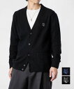 メゾンキツネ MAISON KITSUNE NM00506KT1006 カーディガン BOLD FOX HEAD PATCH REGULAR CARDIGAN IN LAMBSWOOL メンズ トップス ボールド フォックスヘッド パッチ レギュラー ラムウール 長袖 Vネック 刺繍パッチ リブ仕様 ネイビー ブラック S M L(4)