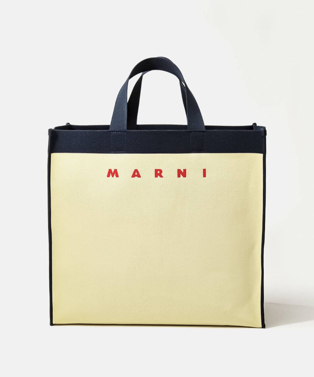 マルニ MARNI SHMQ0034A0 P4547 トートバッグ メンズ レディース バッグ 手提げバッグ 肩掛け ショッピング バッグ ハンド エレガント 大容量 大きめ 持ち手 通勤 通学 ギフト プレゼント お祝い ライトイエロー×ネイビー ZO101