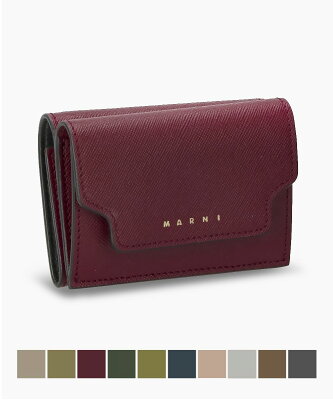 【10%OFF!】 マルニ MARNI 三つ折り財布 PFMOW02U07 LV520 レディース 財布 ミニ財布 コンパクト財布 サフィアーノカーフスキン トリフォールド レザー ウォレット プレゼント ギフト 全18色