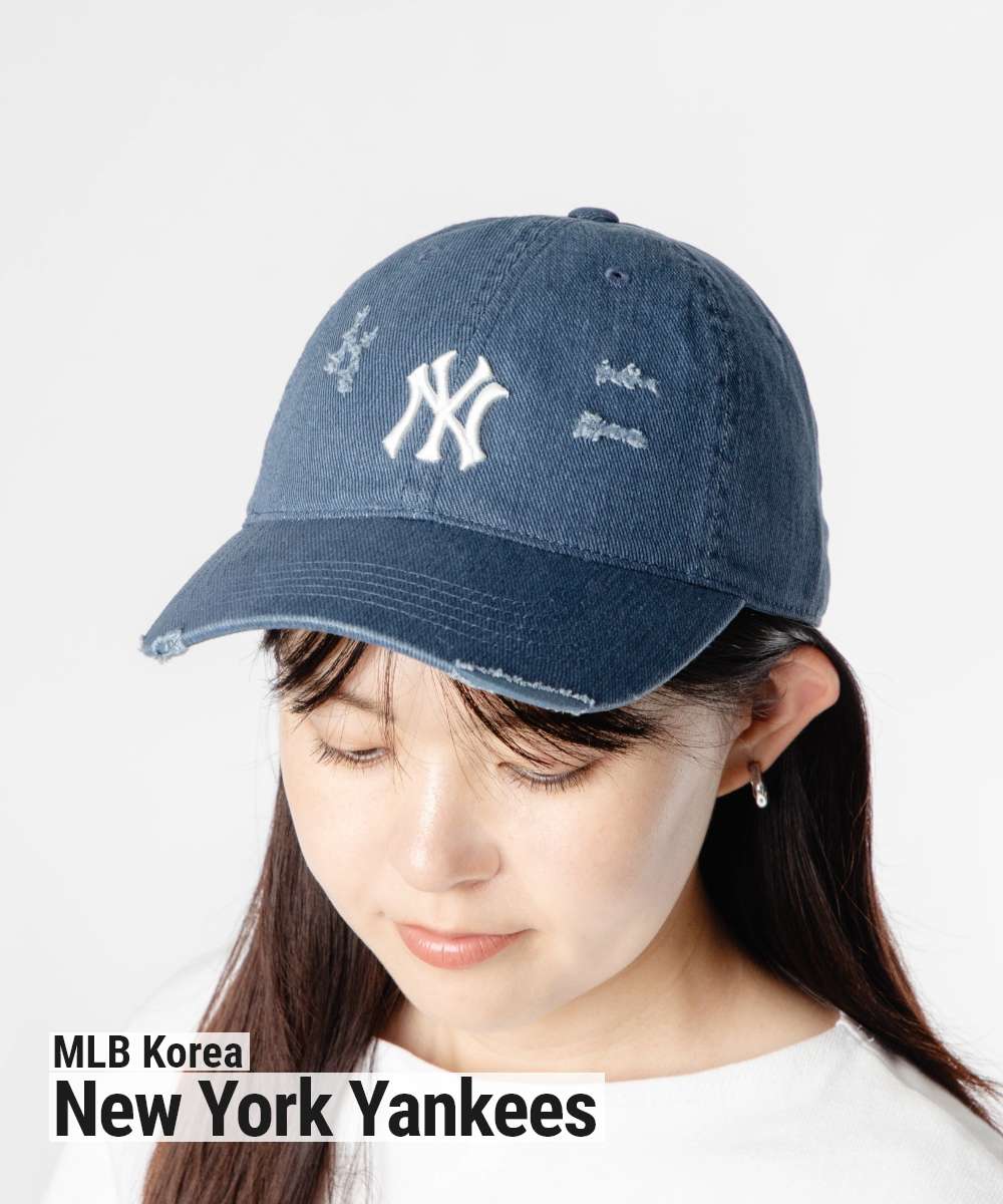 エムエルビーコリア MLB Korea DAMAGE WASHING UNSTRUCTURED BALL CAP ダメージウォッシュ アンストラクチャード ボールキャップ 3ACPVV34N キャップ ベースボールキャップ ユニセックス 帽子 ニューヨーク ヤンキース New York Yankees