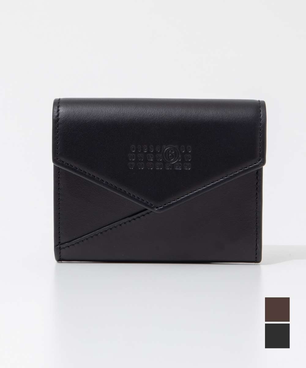 ＼10%OFF／ エムエム6 MM6 SA5UI0010 P6418 カードケース JAPANESE 6 FLAP WALLET レディース ジャパニーズ フラップウォレット 小銭入れ ビジネス レザー プレゼント お祝い 記念 通勤 通学 コンパクト ギフト ブラック ブラウン