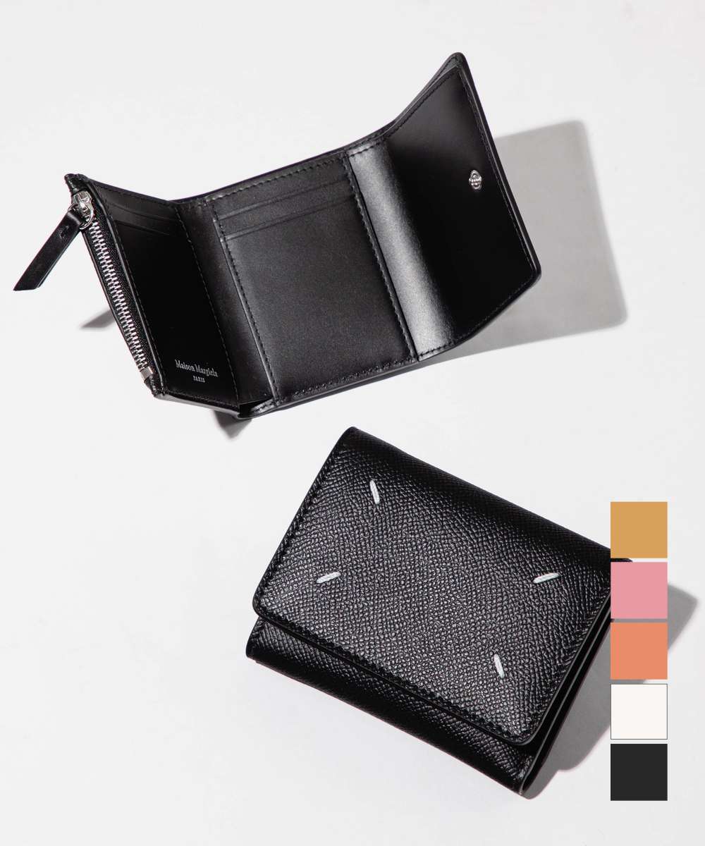 10%OFF ᥾ ޥ른 MAISON MARGIELA SA3UI0017 P4745 ޤ ǥ  ߥ˺ 쥶 ܳ  4ƥå ɥ ץ쥼 ѥ ե ֥ ˤ ǰ T8013 ZIP COMPACT TRI FOLD ֥å