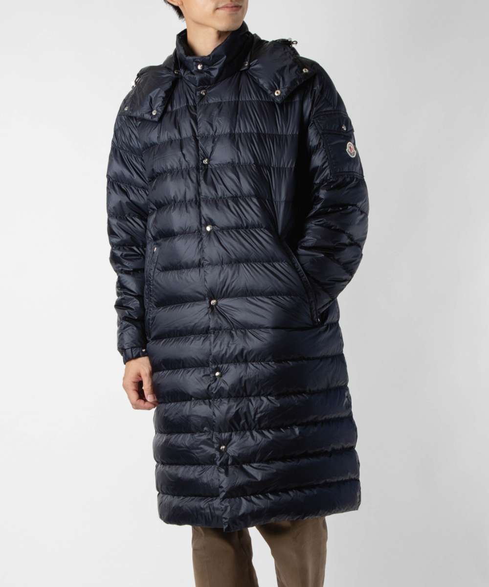 モンクレール MONCLER 1D101-00-53279 コート メンズ アウター ダウンコート モセット ナイロン ダウンジャケット ロング丈 フード付き ビジネス アウトドア カジュアル 保温 防風 軽量 防寒着 秋冬 おしゃれ ギフト プレゼント MOSSET ネイビー 3/4/5