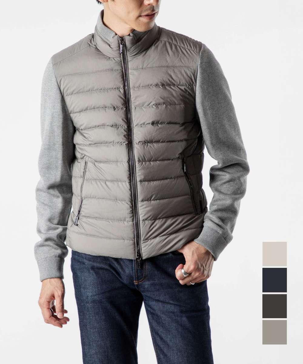 ムーレー MOORER MOUBO100003 TEPA003 ジャケット CATTANEO-S3R メンズ アウター ビジネス アウトドア カジュアル ウェア ロゴ 秋冬 保温 防風 シンプル ギフト プレゼント BOMBER グレー ブラック 46 48