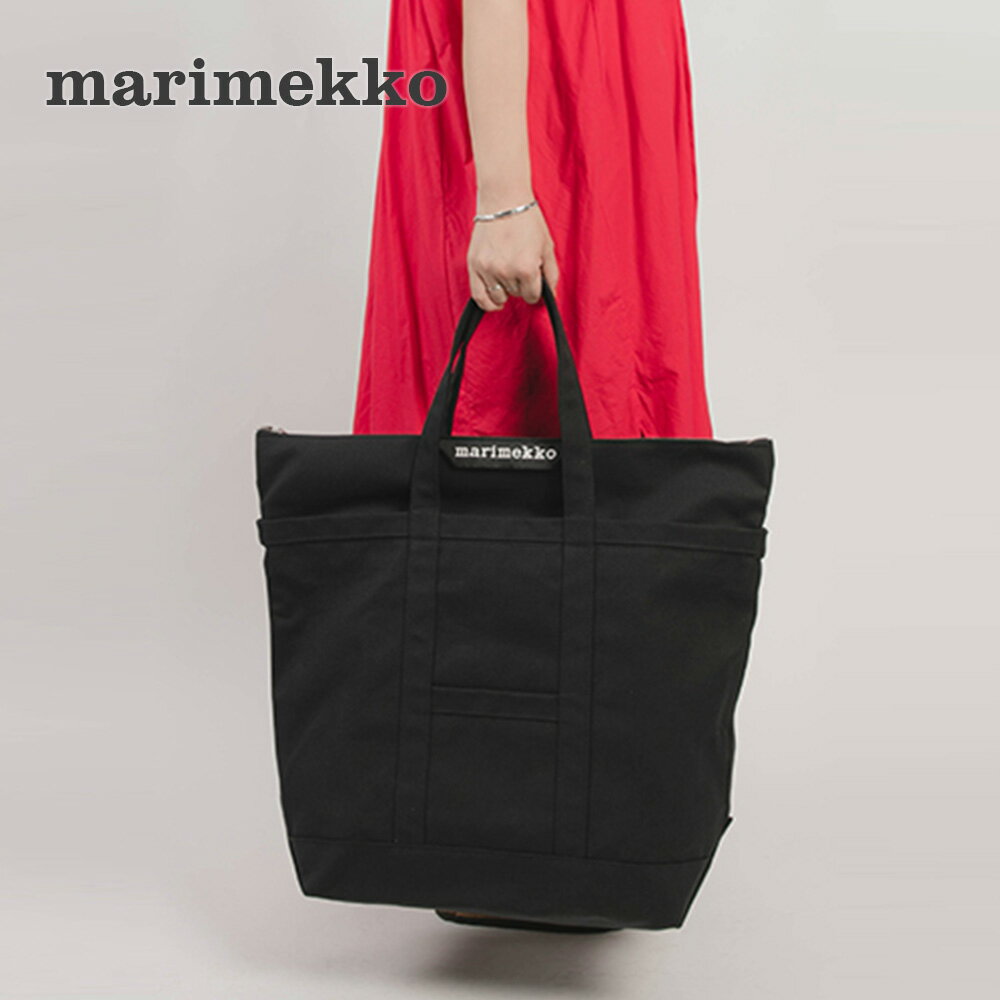 マリメッコ Marimekko トートバッグ メンズ レディース バック 手提げバッグ ハンドバッグ コットントート シンプル 無地 ウーシ マツクリ UUSI MATKURI ファスナー プレゼント ギフト 通勤 通学 黒 ブラック 40865のサムネイル