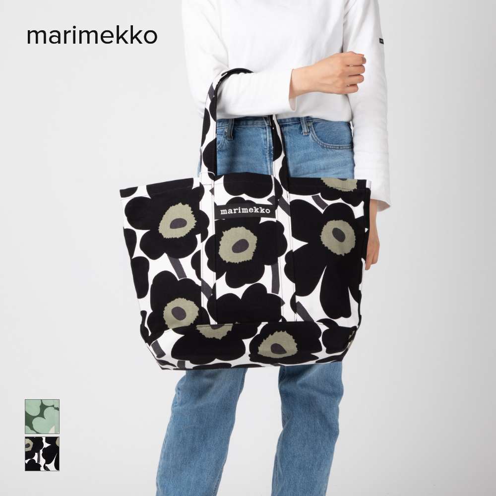 マリメッコ エコバッグ マリメッコ Marimekko トートバッグ レディース バック 手提げバッグ コットントート 花柄 ピエニ ウニッコ PERUSKASSI PIENI UNIKKO プレゼント ギフト 通勤 通学 ブラック ダークグリーン 48295 誕生日 記念日 エコバッグ