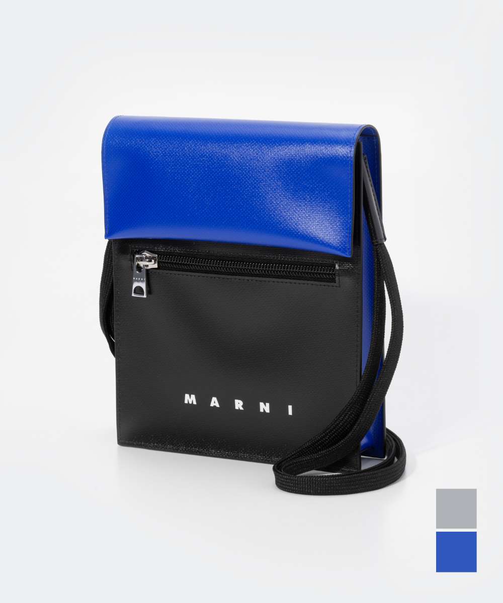 マルニ ミニバッグ メンズ マルニ MARNI SBMQ0036A0 P5769 ショルダーバッグ メンズ バッグ メッセンジャーバッグ フォンケース PVC ミニバッグ ポシェット フォンポーチ ロゴ バイカラー ブランド プレゼント ギフト 鞄 ブラック アンティークシルバー