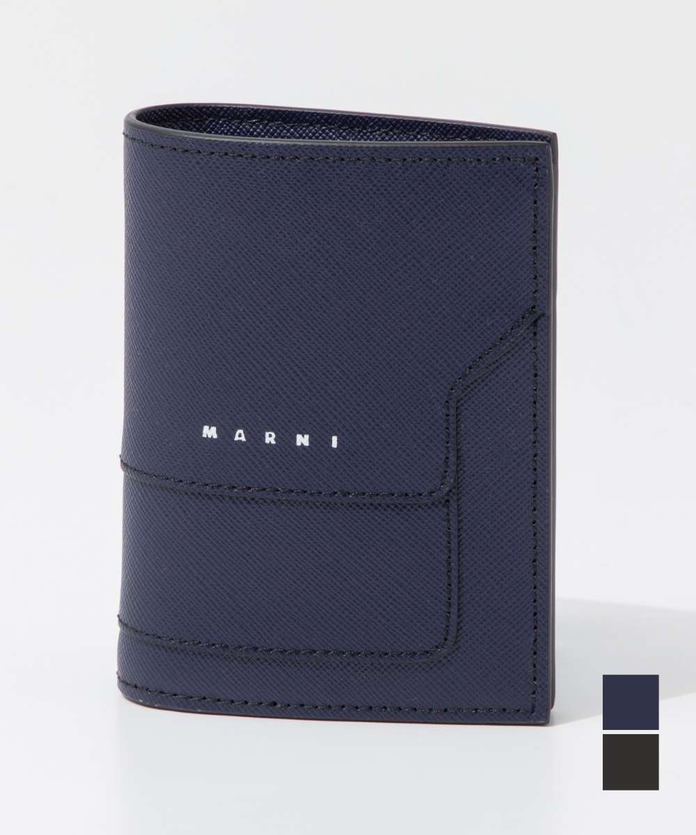 マルニ 財布 メンズ マルニ MARNI PFMI0046U0 LV520 BILLFOLD W/COIN PURSE 二つ折り財布 メンズ レディース 財布 レザー ミニ財布 小銭入れ バイフォールド コンパクトウォレット 折り畳み プレゼント ギフト 贈り物 ブランドロゴ 誕生日 記念 お祝い ブラック ブルーブラック