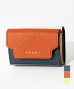 マルニ MARNI PFMOW02U23 LV520 三つ折り財布 TRIFOLD レディース 財布 折財布 ミニ財布 サフィアーノカーフスキン トリフォールド レザー 本革 プレゼント ギフト お祝い 記念 コンパクト財布 無地 ウォレット 母の日 女性 バニラ ナイトブルー