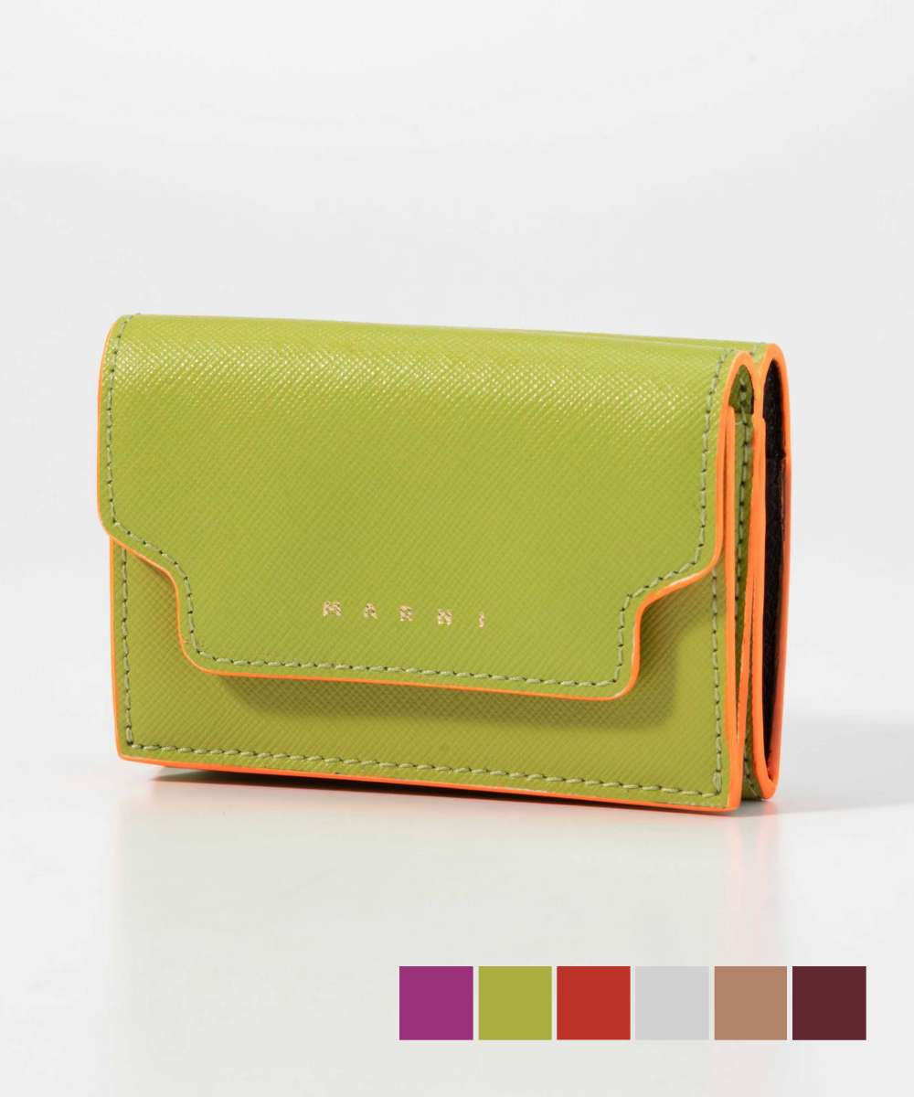 マルニ MARNI 三つ折り財布 PFMOW02U07 LV520 レディース 財布 ミニ財布 コンパクト財布 サフィアーノカーフスキン トリフォールド レザー ウォレット プレゼント ギフト 全18色のサムネイル