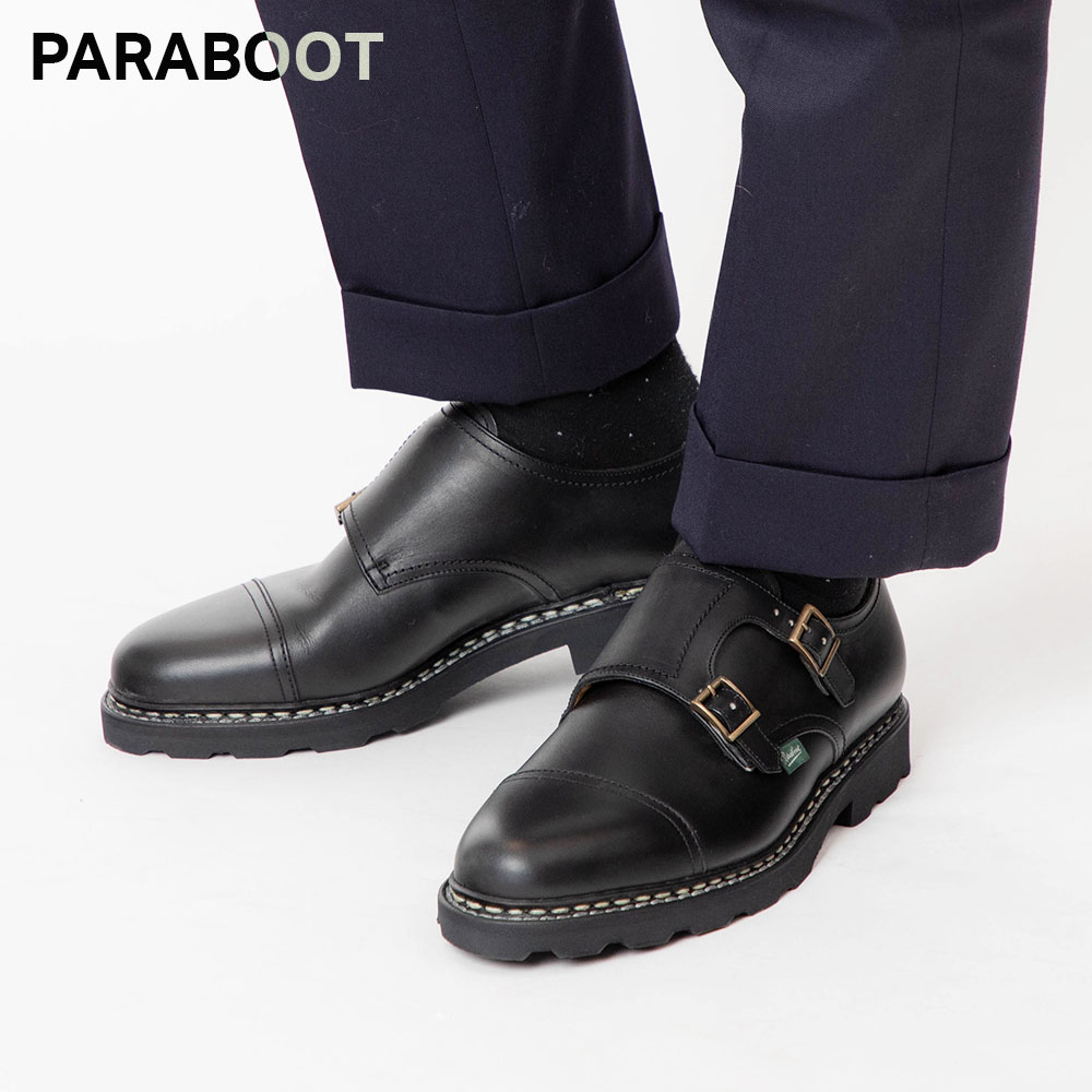 パラブーツ PARABOOT 981412 ビジネスシューズ ウィリアム WILLIAM メンズ レディース シューズ ダブルモンク ブラック noir ローファー レザー ブラウン 革靴 本革 フランス製 通勤 通学 紳士靴 プレゼント ギフト ブラック 24～28.5cm