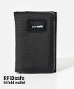 パックセーフ PACSAFE 11005100 三つ折り財布 RFIDsafe trifold wallet メンズ 財布 ミニ財布 RFIDブロック ロゴ 小銭入れ コンパクトウォレット カジュアル 黒 さいふ ブラック