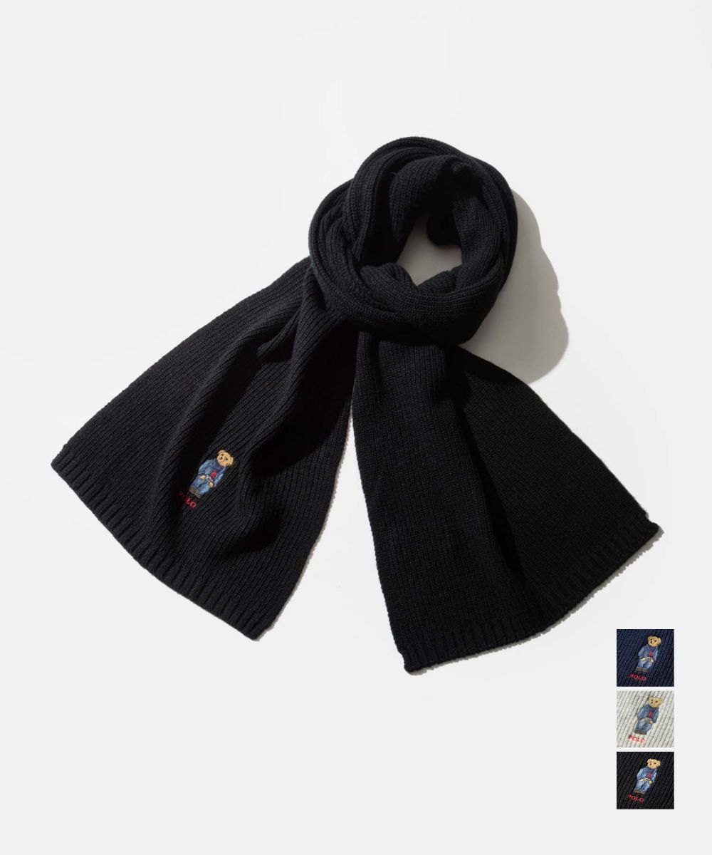 ポロ ラルフ ローレン POLO RALPH LAUREN solid denim bear scarf ソリッド デニム ベア スカーフ PC1464 マフラー メンズ ポロベア ファッション小物