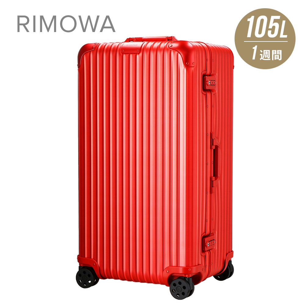 RIMOWA リモワ RIMOWA 925.80.06.4 スーツケース キャリーバッグ オリジナル チェックイン ORIGINAL Trunk Plus バッグ ビジネス TSAダイヤルロック 旅行 出張 海外 国内 日帰り 宿泊 キャリーオン 4輪 スカーレット 105L 1週間 7泊 ss22 キャリーケース