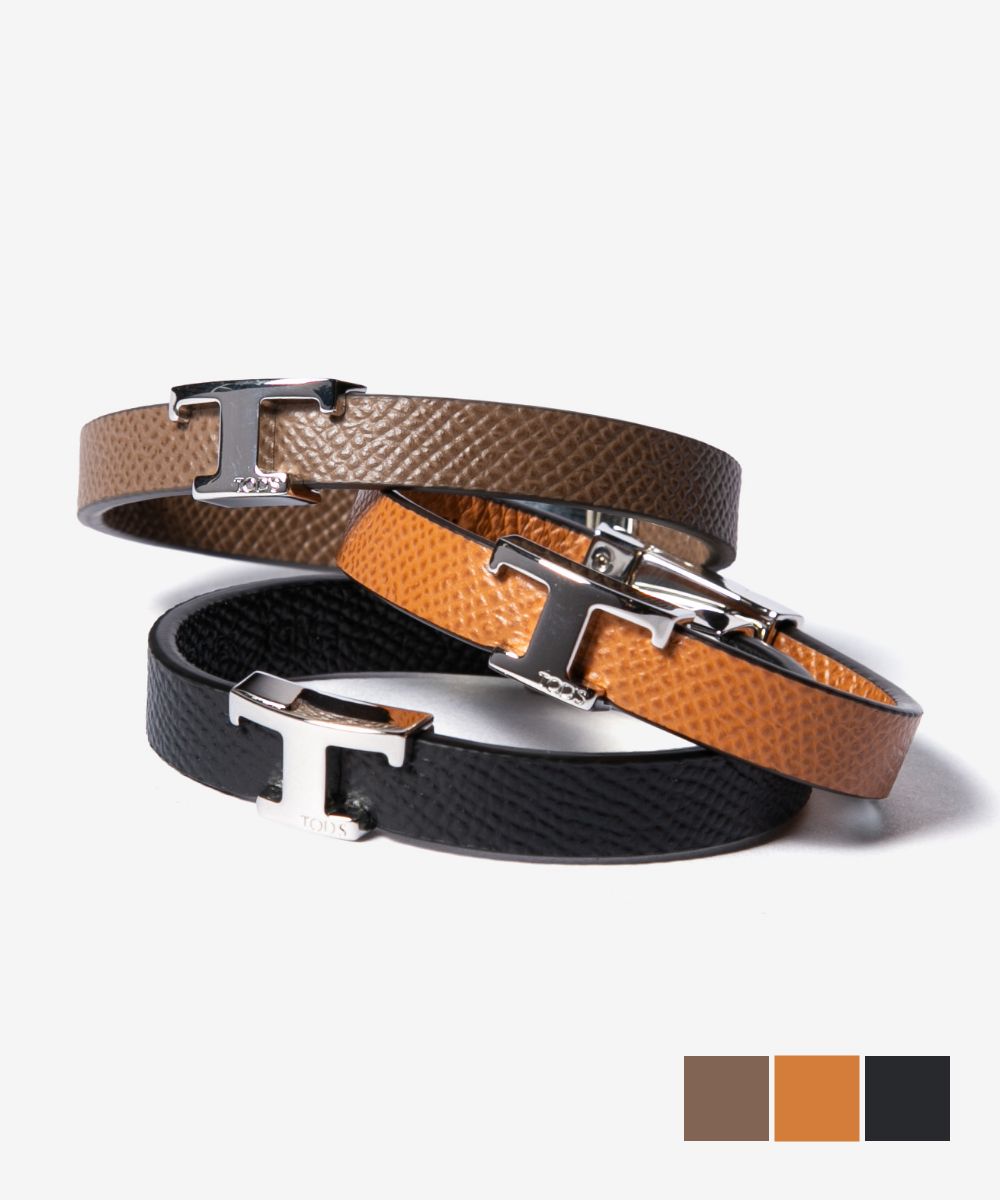 美品 TOD'S トッズ Tタイムレス レザー ブレスレット ブルー TOD'S/トッズ_Men通販 | T タイムレス レザー ブレスレット