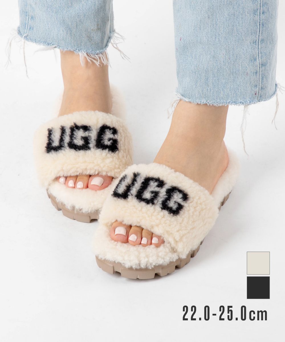 アグ UGG 1132891 サンダル コゼッタ カーリー グラフィック レディース シューズ スライドサンダル ボア COZETTA CURLY GRAPHIC ロゴ ムートン 通勤 通学 スリッパ サンダル おしゃれ 靴 ウィンター 防寒 かわいい 女性 おしゃれ ブラック ナチュラル 22.0～25.0cm