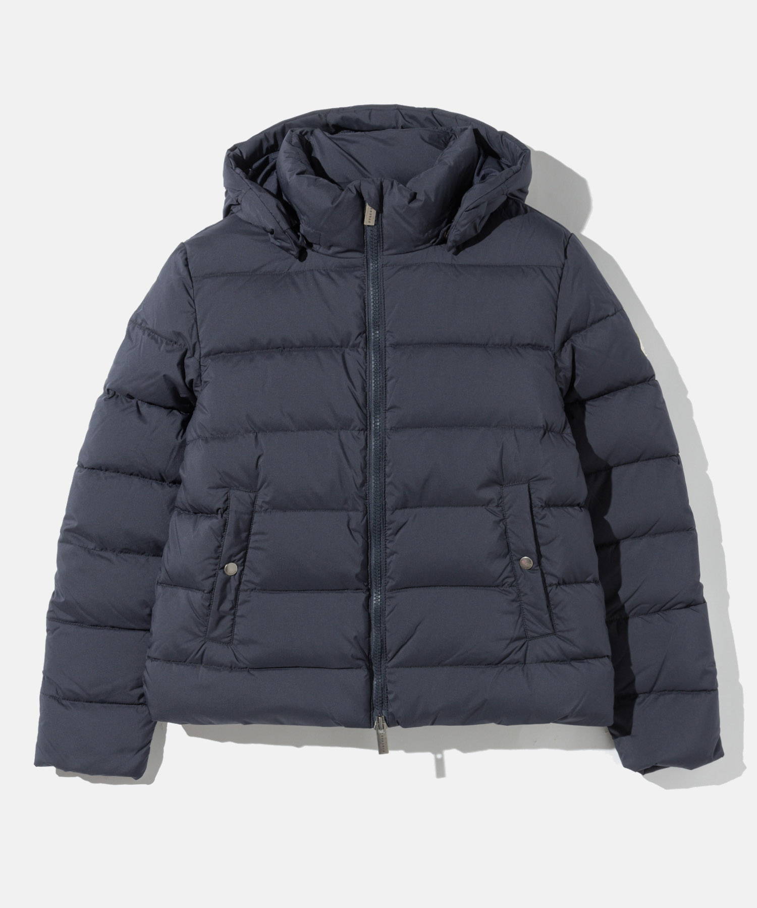 極美品 ピレネックス LEONI ノーカラー ダウンジャケット 濃紺 レディース Pyrenex（ピレネックス） LEONI レオーニ ネイビー ノーカラーダウン