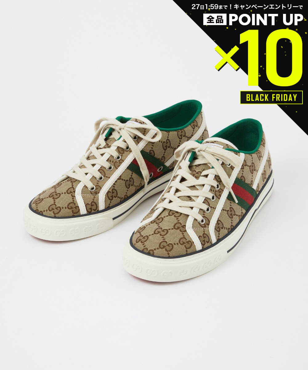 【店内全品エントリーでP10倍！&MAX2万円OFFクーポン配布】グッチ GUCCI 606111 HVK20 スニーカー メンズ シューズ テニス 1977 GG キャンバス ロゴ フラット ローカット カジュアル イタリア ブランド ベージュ×エボニー 26 27 27.5 28cmのサムネイル