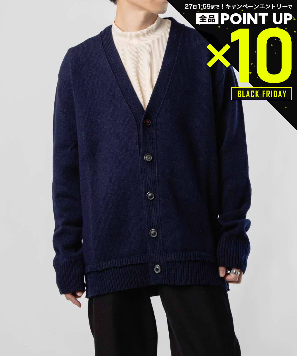 【店内全品エントリーでP10倍！&MAX2万円OFFクーポン配布】メゾン マルジェラ MAISON MARGIELA SI1GP0003 S18064 ニット SWEATER メンズ トップス 長袖 エルボーパッチ カーディガン Vネック ロングスリーブ リブ編み 4ステッチ 秋冬 ネイビー XS S M L