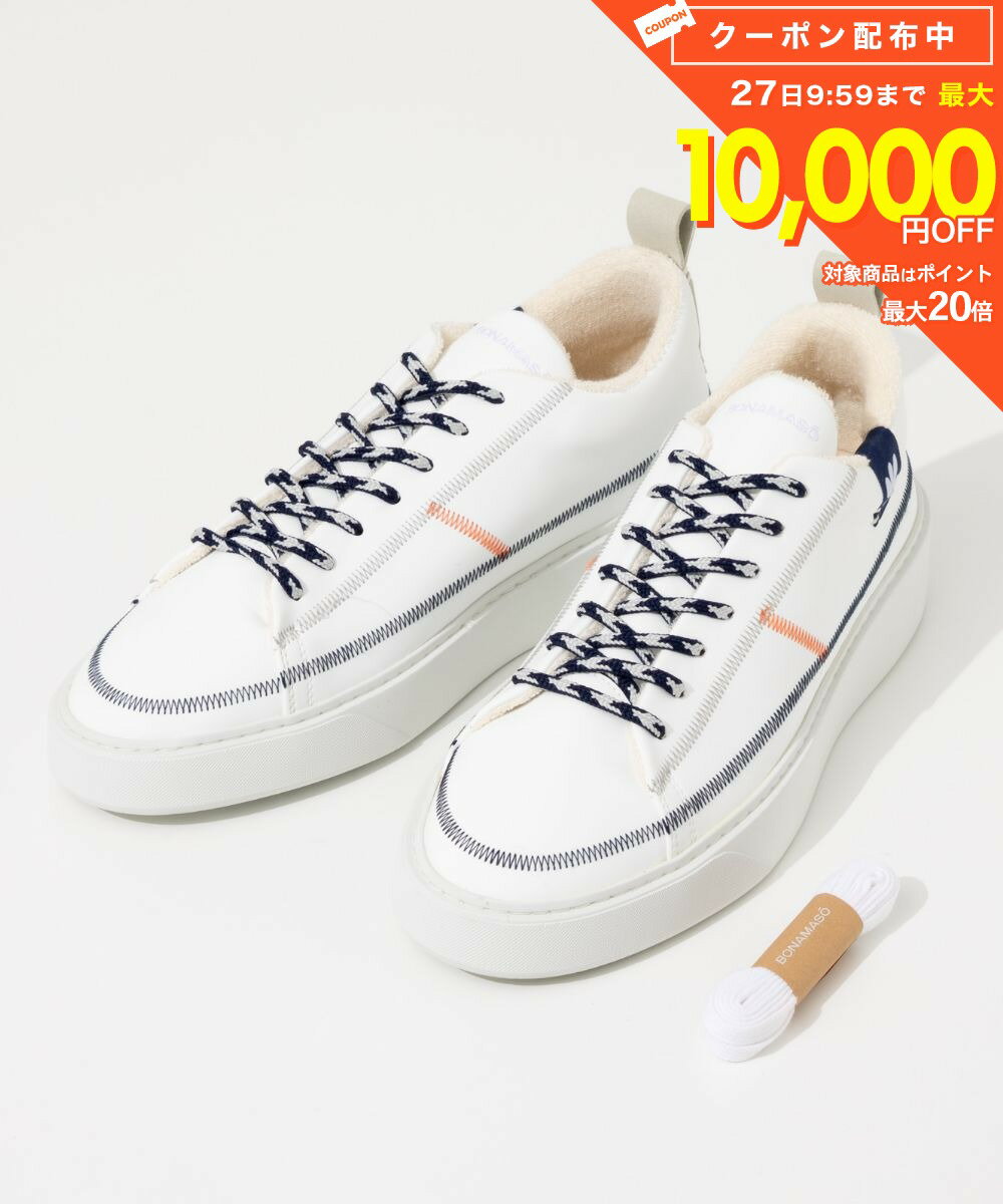 樂天商城 - ボナマソ BONAMASO ANTONIO PATRON スニーカー メンズ シューズ アントニオ パトロン オーガニックコットン シューレース カジュアル ロゴ ヴィーガンスニーカー お出かけ ウォーキング 通勤 通学 ブランド ホワイト 25.0〜28.0cm(40〜44)